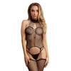 Shots Suspender Fishnet Choker Bodystocking - One Size