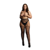 Shots Passion Plus Size Leopard Pattern Suspender Tights - Fishnet Design