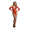 Shots Wonder Rhinestone One-Shoulder Lace Bodysuit Raudona One Size