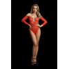 Shots Wonder Rhinestone One-Shoulder Lace Bodysuit Raudona One Size