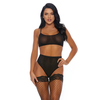 Forplay Sheer Your Lovin’ Lingerie Set XL - Mesh Crop Top &amp; High-Waisted Panty