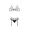 Magic Silk Exposed Strappy Bra, Garter &amp; Mesh G-String Set S/M Juodas
