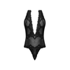 Magic Silk Deep Look Halter Teddy S/M Juodas - Elegant V-Neck Bodysuit