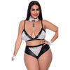 Magic Silk Dress Up 2X Intimate Wear Set Juodas &amp; Baltas Lace