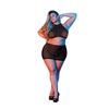 Magic Silk Exposed Juodas Mesh Halter Crop Top &amp; Mini Skirt Set 2X