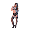 Magic Silk Exposed Triangle Bra &amp; Cheeky Brief Set S/M Juodas Lace