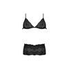 Magic Silk Exposed Triangle Bra &amp; Cheeky Brief Set L/XL Juodas Lace