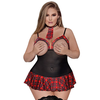 Magic Silk Varsity Vixen Halter Dress 2X Raudona - Playful Skirt &amp; Tie Set