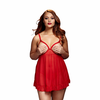 Baci Sheer Babydoll Raudona Queen Size - Elegant Polka Dot Lingerie