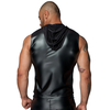 Noir Handmade Powerwetlook Hooded Top L, Juodas, Sleeveless, 2-Way Zip