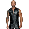Noir Handmade Powerwetlook Hooded Top L, Juodas, Sleeveless, 2-Way Zip