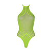 Ouch By Shots Neon Lingerie Bodysuit by Shots - Halter Neck, UV Reactive, Neon Žalias