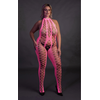 Ouch By Shots NEON Bodystocking by Shots - Halterneck, UV-Activated, Neon Rožinė, XS-XL