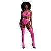 Ouch By Shots NEON Lingerie Set Crop Top &amp; Garter Stockings UV-Active Neon Žalias XL/XXXXL