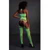 Ouch By Shots Shots Neon Glow Crop Top &amp; Garter Stockings Set UV Reactive Rožinė XL/XXXXL