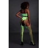Ouch By Shots Shots Neon Two-Piece Lingerie Set with Crop Top &amp; Stockings UV Rožinė