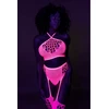 Ouch By Shots NEON Lingerie Set Crop Top &amp; Garter Stockings UV-Active Neon Žalias XL/XXXXL