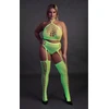 Ouch By Shots Shots Neon UV Crop Top &amp; Stockings Set - Neon Rožinė, Stretch Fabric