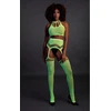 Ouch By Shots Shots Neon Glow Crop Top &amp; Garter Stockings Set UV Reactive Rožinė XL/XXXXL