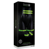 Ouch By Shots Ouch! Glow in the Dark Thigh Cuffs &amp; Belt Set S/M - Luminous Žalias