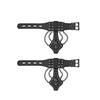 Ouch By Shots Rimba Bonded Leather Skull Decor Handcuffs with Removable Chain, Juodas