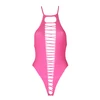 Ouch By Shots Neon High-Cut Bodysuit by Shots - UV Reactive, Stretchy, Neon Rožinė/Žalias