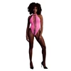 Ouch By Shots Neon High-Cut Bodysuit by Shots - UV Reactive, Stretchy, Neon Rožinė/Žalias
