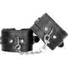 Ouch By Shots OUCH! Deluxe Plush Bonded Leather Handcuffs Adjustable Juodas
