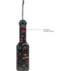 Ouch By Shots Ouch! Leather Paddle with Printed Design, Adjustable Wrist Strap, Juodas