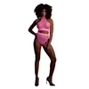 Ouch By Shots NEON Lingerie Set UV-Activated Turtle Neck &amp; High Waist Neon Rožinė XL/XXXXL