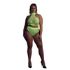 Ouch By Shots Shots Neon UV Set - Turtle Neck Crop Top &amp; High Waist Panty, Neon Žalias