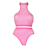 Ouch By Shots Shots Neon Glow Set Turtle Neck Crop Top &amp; High Waist Panty UV Rožinė XL