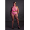 Ouch By Shots Shots Neon Glow Set Turtle Neck Crop Top &amp; High Waist Panty UV Rožinė XL