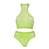 Ouch By Shots Shots Neon UV Set - Turtle Neck Crop Top &amp; High Waist Panty, Neon Žalias