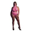 Ouch By Shots Shots Neon Glow Set Turtle Neck Crop Top &amp; High Waist Panty UV Rožinė XL