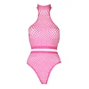 Ouch By Shots NEON Lingerie Set UV-Activated Turtle Neck &amp; High Waist Neon Rožinė XL/XXXXL