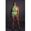 Ouch By Shots Shots Neon UV Set - Turtle Neck Crop Top &amp; High Waist Panty, Neon Žalias