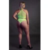 Ouch By Shots Shots Neon UV Set - Turtle Neck Crop Top &amp; High Waist Panty, Neon Žalias