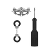 Ouch By Shots EasyToys Bondage Kit 3-Piece - Lace Mask, Leather Paddle, Furry Cuffs