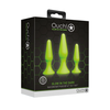 Ouch By Shots Ouch! Glow in the Dark Plug Set - Fluorescent Žalias, 3 Sizes