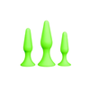 Ouch By Shots Ouch! Glow in the Dark Plug Set - Fluorescent Žalias, 3 Sizes