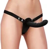 Ouch By Shots Ouch! - Silicone Ribbed Strap-On - Adjustable - Juodas