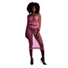 Ouch By Shots Rožinė NEON Lingerie Set Off Shoulder Crop Top &amp; Long Skirt UV Reactive Rožinė