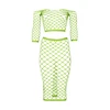 Ouch By Shots Neonessa UV-Active Neon Crop Top &amp; Maxi Skirt Set, Long Sleeve, Žalias/Rožinė