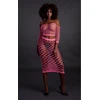 Ouch By Shots Rožinė NEON Lingerie Set Off Shoulder Crop Top &amp; Long Skirt UV Reactive Rožinė