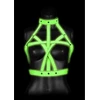 Ouch By Shots Ouch! Glow in the Dark Bra Harness S/M - Adjustable Luminous Žalias