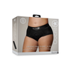 Ouch By Shots Satisfyer Vibrating Strap-On Brief XL/XXL - Juodas, 10-Speed Bullet, Adjustable Fit
