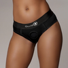 Ouch By Shots EasyToys Vibrating High-Cut Strap-On Briefs M/L Juodas with 10-Speed Bullet