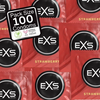 EXS Strawberry Flavoured Latex Condoms 100-Pack - Sweet Scented, Raudona, Large