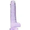 Realrock By Shots Realrock Didelė violetinė dildo su siurbtuku ir sėklidėmis 21cm
